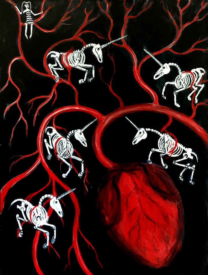 Skeleton unicorns trapped in blood vessels