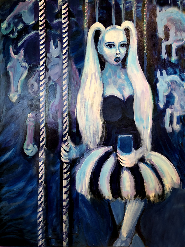 Girl ghosted on a carousel