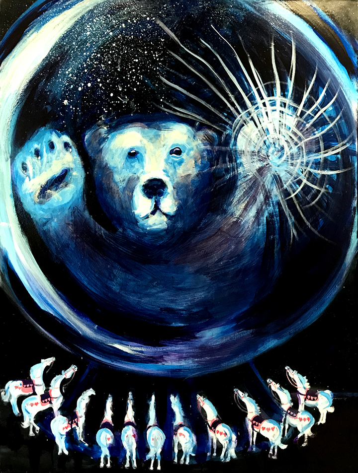 Polar bear breaks out of snow globe