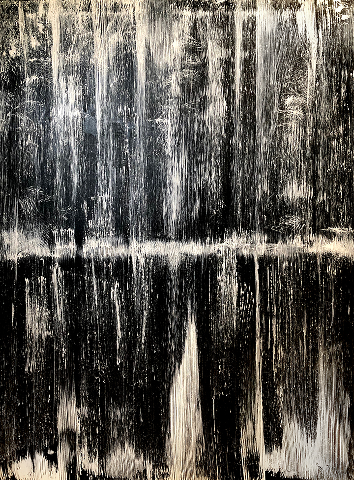 abstract landscape painting modern black and white art