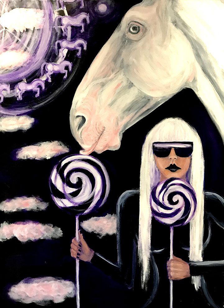 Lady Gaga with white horse
