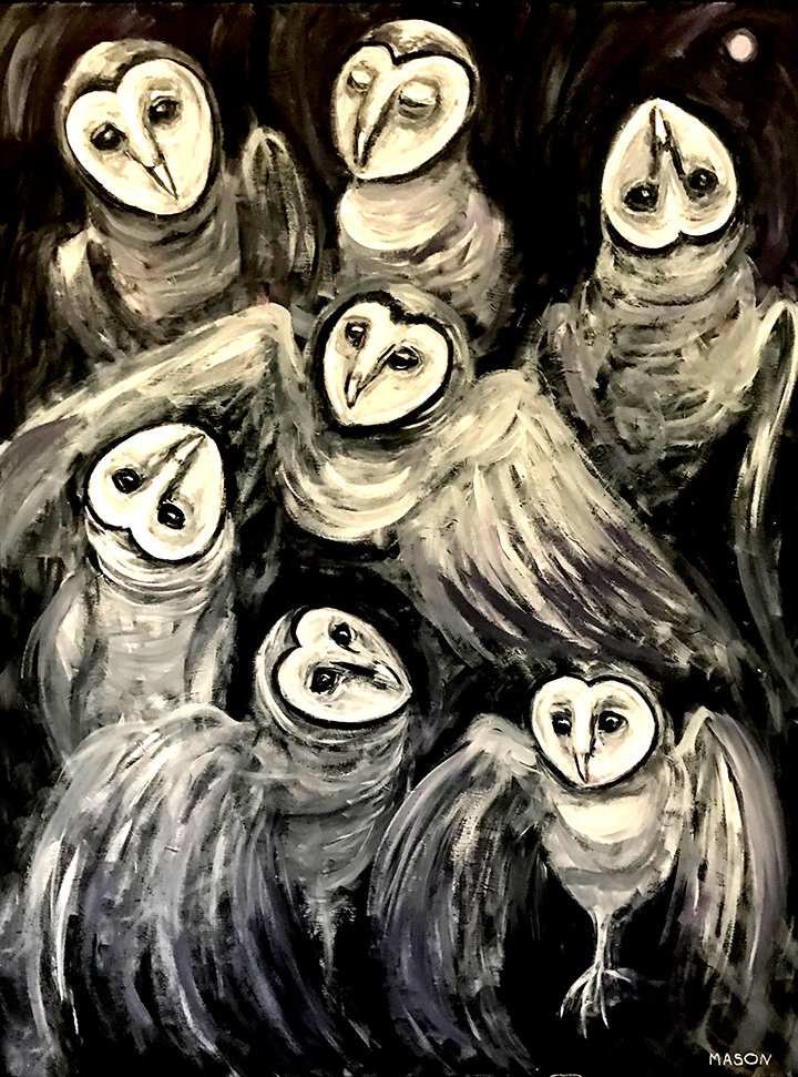 Surreal barn owl painting